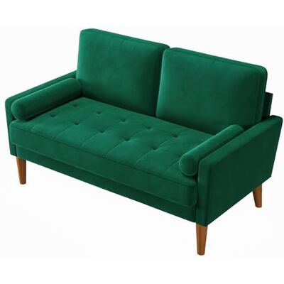 Vesgantti Couch 2 Sitzer, Samt Kleines Sofa mit 2 Wurfkissen, Modern Mini Sofa, Getuftetes Kleine Couch für Wohnzimmer/Schlafzimmer/Büro/Wohnung, 121x 77 x 87cm, Grün Vesgantti Couch 2 Sitzer, Samt Kleines Sofa mit 2 Wurfkissen, Modern Mini Sofa, Getuftetes Kleine Couch für Wohnzimmer/Schlafzimmer/Büro/Wohnung, 121x 77 x 87cm, Grün