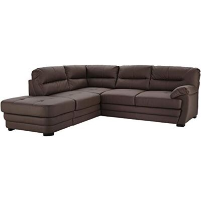 Mivano Ecksofa Royale / Zeitloses L-Form-Sofa mit Ottomane und hohen Rückenlehnen / 246 x 90 x 230 / Lederoptik, braun Mivano Ecksofa Royale / Zeitloses L-Form-Sofa mit Ottomane und hohen Rückenlehnen / 246 x 90 x 230 / Lederoptik, braun