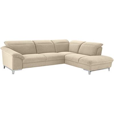 Mivano Eckcouch Teresa / L-Form-Sofa mit verstellbaren Kopfstützen und Ottomane / 293 x 84 x 232 / Mikrofaser, Creme Mivano Eckcouch Teresa / L-Form-Sofa mit verstellbaren Kopfstützen und Ottomane / 293 x 84 x 232 / Mikrofaser, Creme