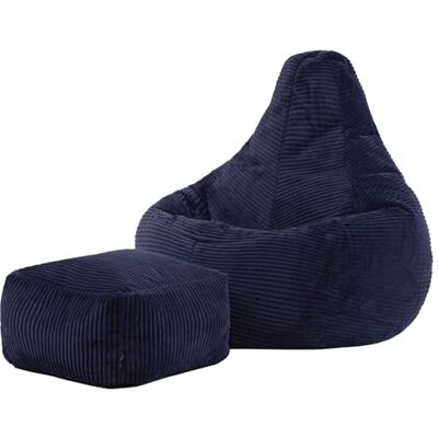 Icon Dalton Sitzsack mit Hocker Cord, Marineblau, Gaming Sitzsack Erwachsene mit Füllung, Bean Bag, Lounge Sessel, Lounge Stuhl, Schlafzimmer, Wohnzimmer Möbel Icon Dalton Sitzsack mit Hocker Cord, Marineblau, Gaming Sitzsack Erwachsene mit Füllung, Bean Bag, Lounge Sessel, Lounge Stuhl, Schlafzimmer, Wohnzimmer Möbel