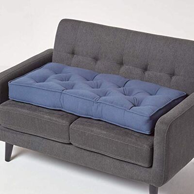 Homescapes Sitzerhöhung Sofa 2-Sitzer dunkelblau 100x48x10 cm, Langes Sitzkissen gepolstert mit Baumwollbezug, Dicke Sofa-Auflage & Aufstehkissen für Senioren Homescapes Sitzerhöhung Sofa 2-Sitzer dunkelblau 100x48x10 cm, Langes Sitzkissen gepolstert mit Baumwollbezug, Dicke Sofa-Auflage & Aufstehkissen für Senioren