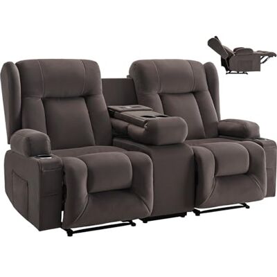 VEVOR Loveseat Relaxsessel elektrische Liegecouch mit Wärmefunktion & Massage, Massagesessel mit zentraler Steuerung & USB-Anschlüssen & Getränkehaltern & Seitentaschen, Sofa für Wohnzimmer Braun VEVOR Loveseat Relaxsessel elektrische Liegecouch mit Wärmefunktion & Massage, Massagesessel mit zentraler Steuerung & USB-Anschlüssen & Getränkehaltern & Seitentaschen, Sofa für Wohnzimmer Braun