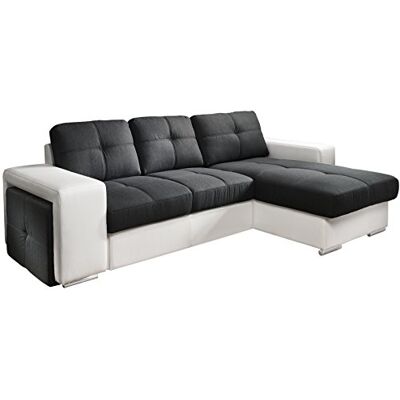Mivano Cotta C209660 C310/H350 Polsterecke mit Schlaffunktion und Bettkasten, 278 x 157 cm, Kunstleder weiß mit Strukturstoff schwarz Mivano Cotta C209660 C310/H350 Polsterecke mit Schlaffunktion und Bettkasten, 278 x 157 cm, Kunstleder weiß mit Strukturstoff schwarz