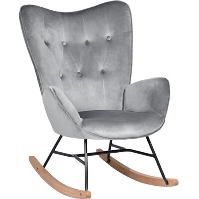 39F FURNITURE DREAM Schaukelstuhl, Samt, für Kinder, entspannend, skandinavisch, Armlehne, Liegestuhl mit hoher Rückenlehne, Schlafzimmer, Büro, Wohnzimmer, Grau, 68 x 87 x 98 cm 39F FURNITURE DREAM Schaukelstuhl, Samt, für Kinder, entspannend, skandinavisch, Armlehne, Liegestuhl mit hoher Rückenlehne, Schlafzimmer, Büro, Wohnzimmer, Grau, 68 x 87 x 98 cm