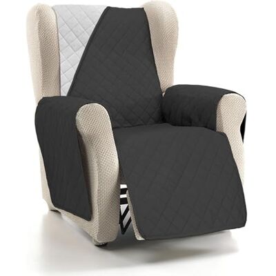 ECOMMERC3 Sofabezug für 1-Sitzer, super verstellbar, für 1-Sitzer-Sofa/Relax, wendbar, Grau/Schwarz, gepolstert und extra weich, 100% Made in Spain ECOMMERC3 Sofabezug für 1-Sitzer, super verstellbar, für 1-Sitzer-Sofa/Relax, wendbar, Grau/Schwarz, gepolstert und extra weich, 100% Made in Spain