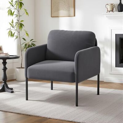 COLAMY Gepolsterter Ohrensessel aus Samt – Moderner Lounge-Sessel mit weicher Rückenlehne, Komfortabler Sessel für Wohnzimmer, Schlafzimmer, Apartment & Leseecke, Grau COLAMY Gepolsterter Ohrensessel aus Samt – Moderner Lounge-Sessel mit weicher Rückenlehne, Komfortabler Sessel für Wohnzimmer, Schlafzimmer, Apartment & Leseecke, Grau