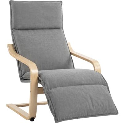 HOMCOM Moderner Loungesessel in Leinenoptik, Polstersessel mit Fußstütze, sanfter Bewegung, hoher Rückenlehne und breiter Sitzfläche, Grau HOMCOM Moderner Loungesessel in Leinenoptik, Polstersessel mit Fußstütze, sanfter Bewegung, hoher Rückenlehne und breiter Sitzfläche, Grau