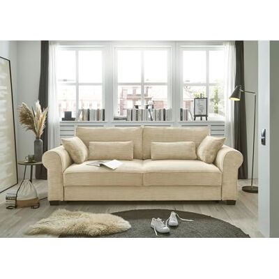 Stella Trading Schlafsofa mit Schlaffunktion und Bettkasten, Cord-Optik, ausziehbar, Modell Angelina, Creme, 250 x 95 x 125 cm (B/H/T) Stella Trading Schlafsofa mit Schlaffunktion und Bettkasten, Cord-Optik, ausziehbar, Modell Angelina, Creme, 250 x 95 x 125 cm (B/H/T)
