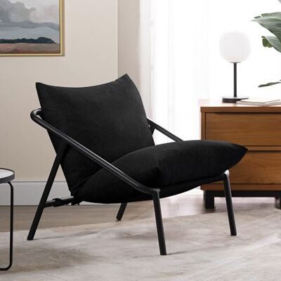 Zinus Ada Loungesessel, Schwarz, Sessel, Metallrahmen mit zerkleinerten Schaumstoffpolstern Zinus Ada Loungesessel, Schwarz, Sessel, Metallrahmen mit zerkleinerten Schaumstoffpolstern