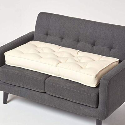 Homescapes Sitzerhöhung Sofa 2-Sitzer Creme 100x48x10 cm, Langes Sitzkissen gepolstert mit Baumwollbezug, Dicke Sofa-Auflage & Aufstehkissen für Senioren Homescapes Sitzerhöhung Sofa 2-Sitzer Creme 100x48x10 cm, Langes Sitzkissen gepolstert mit Baumwollbezug, Dicke Sofa-Auflage & Aufstehkissen für Senioren