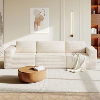 Vesgantti 303cm Groß Modulares Ecksofa mit Schlaffunktion, Cord, Beige Vollmodulares 3-Sitzer Sofa, Taschenfederkern & 35D Komfortschaum, flexible Modul-Kombination, extra tiefe Sitzfläche Vesgantti 303cm Groß Modulares Ecksofa mit Schlaffunktion, Cord, Beige Vollmodulares 3-Sitzer Sofa, Taschenfederkern & 35D Komfortschaum, flexible Modul-Kombination, extra tiefe Sitzfläche