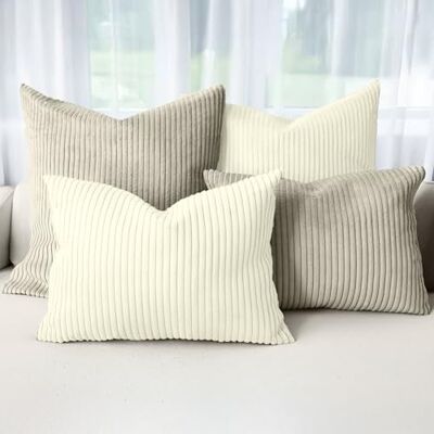 Amilian Dekokissen 4er Set mit Füllung – Sofakissen Set 2x 50x50 cm & 2x 35x45 cm – Weiche Zierkissen, Couchkissen für Sofa Tauglanz/Lichtblüte Amilian Dekokissen 4er Set mit Füllung – Sofakissen Set 2x 50x50 cm & 2x 35x45 cm – Weiche Zierkissen, Couchkissen für Sofa Tauglanz/Lichtblüte