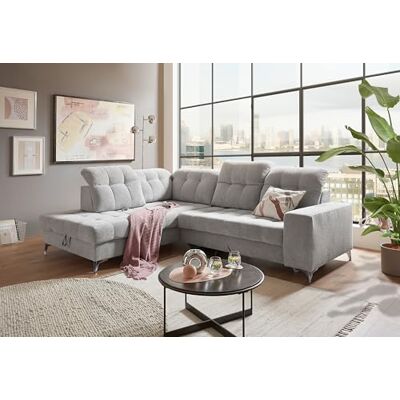Stella Trading Ecksofa Varadero in Hellgrau (Light Grey) – Eckcouch in L-Form mit 5 verstellbaren Kopfstützen, elektrischer Systemverstellung, manueller Sitztiefenverstellung, USB-Anschluss & großem Bettkasten Stella Trading Ecksofa Varadero in Hellgrau (Light Grey) – Eckcouch in L-Form mit 5 verstellbaren Kopfstützen, elektrischer Systemverstellung, manueller Sitztiefenverstellung, USB-Anschluss & großem Bettkasten