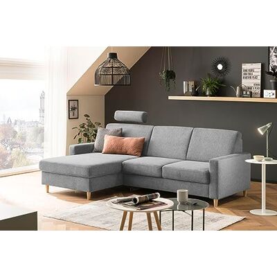 Traumnacht Limoux Sofa 2-Sitzer mit Recamiere, links und verstellbarer Kopfstütze, hellgrau, produziert nach deutschem Qualitätsstandard Traumnacht Limoux Sofa 2-Sitzer mit Recamiere, links und verstellbarer Kopfstütze, hellgrau, produziert nach deutschem Qualitätsstandard