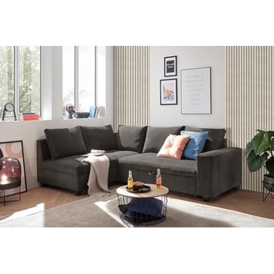 Stella Trading Ecksofa L-Form aus Cordstoff mit Schlaffunktion, braun (Mocca) – Liegefläche 147 × 207 cm, Breite 243 cm, Sitzhöhe 45 cm, Modell MIRA Stella Trading Ecksofa L-Form aus Cordstoff mit Schlaffunktion, braun (Mocca) – Liegefläche 147 × 207 cm, Breite 243 cm, Sitzhöhe 45 cm, Modell MIRA