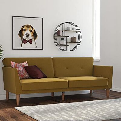 Novogratz Regal Futon Schlafsofa, senffarben, Einheitsgröße Novogratz Regal Futon Schlafsofa, senffarben, Einheitsgröße