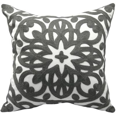Alysheer Bestickter dekorativer Überwurf-Kissenbezug, 45,7 x 45,7 cm, gemütlich, warm, Boho-Mandala-Chic-Stickmuster, graue Baumwolle, Kissenbezug für Sofa, Couch, Bett, Wohnzimmer, Dekor (grau) Alysheer Bestickter dekorativer Überwurf-Kissenbezug, 45,7 x 45,7 cm, gemütlich, warm, Boho-Mandala-Chic-Stickmuster, graue Baumwolle, Kissenbezug für Sofa, Couch, Bett, Wohnzimmer, Dekor (grau)
