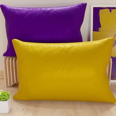 PETTI Artigiani Italiani 1 Paar Kissenbezüge 70 x 40 cm aus Mikrofaser, Dekokissen für Schlafzimmer, Sofa, Set mit 2 Kissenbezügen, doppelseitiger Kissenbezug Violett Gelb Ocker PETTI Artigiani Italiani 1 Paar Kissenbezüge 70 x 40 cm aus Mikrofaser, Dekokissen für Schlafzimmer, Sofa, Set mit 2 Kissenbezügen, doppelseitiger Kissenbezug Violett Gelb Ocker