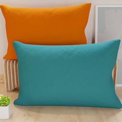 PETTI Artigiani Italiani 2er-Set Kissenbezüge 70x40 cm aus Mikrofaser, Dekokissen-Bezüge für Schlafzimmer und Sofa, Set mit 2 Kissenhüllen, Wende-Kissenbezug Double-Face Orange Tiffany-Blau PETTI Artigiani Italiani 2er-Set Kissenbezüge 70x40 cm aus Mikrofaser, Dekokissen-Bezüge für Schlafzimmer und Sofa, Set mit 2 Kissenhüllen, Wende-Kissenbezug Double-Face Orange Tiffany-Blau
