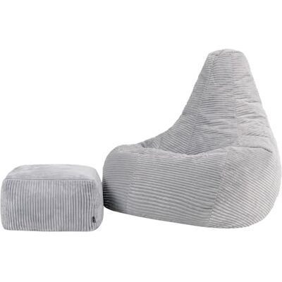 Icon Dalton XXL Sitzsack Cord mit Hocker, Grau, Gaming Sitzsack Erwachsene mit Füllung, Bean Bag, Cord Sessel, Lounge Sessel, Lounge Stuhl, Schlafzimmer, Wohnzimmer, Wohnzimmer Möbel Icon Dalton XXL Sitzsack Cord mit Hocker, Grau, Gaming Sitzsack Erwachsene mit Füllung, Bean Bag, Cord Sessel, Lounge Sessel, Lounge Stuhl, Schlafzimmer, Wohnzimmer, Wohnzimmer Möbel