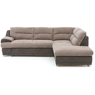 Mivano Ecksofa Coast / Große Sofagarnitur in L-Form mit Ottomane rechts / 264 x 88 x 217 / Materialmix: Braun/Dunkelbraun Mivano Ecksofa Coast / Große Sofagarnitur in L-Form mit Ottomane rechts / 264 x 88 x 217 / Materialmix: Braun/Dunkelbraun