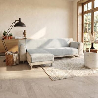 Italian Bed Linen Sofabezug, rutschfest, Comfort mit linker Halbinsel und seitlichen Armlehnen, Made in Italy, Sitzfläche Sofabezug 290 cm Hellgrau Italian Bed Linen Sofabezug, rutschfest, Comfort mit linker Halbinsel und seitlichen Armlehnen, Made in Italy, Sitzfläche Sofabezug 290 cm Hellgrau