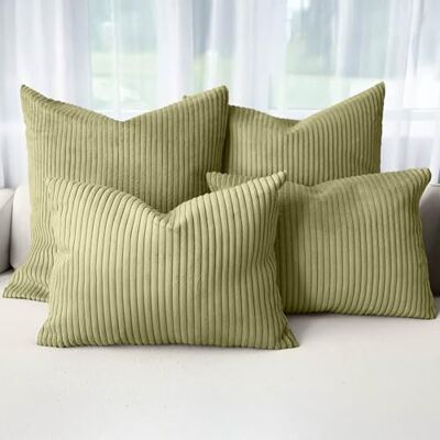Amilian Dekokissen 4er Set mit Füllung – Sofakissen Set 2x 50x50 cm & 2x 35x45 cm – Weiche Zierkissen, Couchkissen für Sofa Morgentau Amilian Dekokissen 4er Set mit Füllung – Sofakissen Set 2x 50x50 cm & 2x 35x45 cm – Weiche Zierkissen, Couchkissen für Sofa Morgentau
