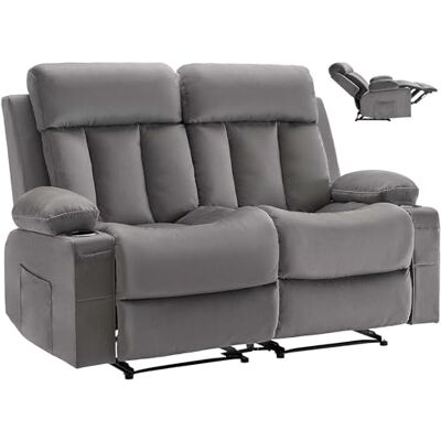 VEVOR Loveseat Relaxsessel elektrische Liegecouch mit Wärmefunktion & Massage, Massagesessel aus Samt mit USB-Anschlüssen & Getränkehaltern & Seitentaschen, TV-Sessel für Wohnzimmer Grau VEVOR Loveseat Relaxsessel elektrische Liegecouch mit Wärmefunktion & Massage, Massagesessel aus Samt mit USB-Anschlüssen & Getränkehaltern & Seitentaschen, TV-Sessel für Wohnzimmer Grau
