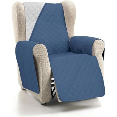 ECOMMERC3 Sofaüberwurf für 1-Sitzer, super verstellbar, für 1-Sitzer-Sofa/Relax, wendbar, Grau/Blau, gepolstert und extra weich, 100% Made in Spain ECOMMERC3 Sofaüberwurf für 1-Sitzer, super verstellbar, für 1-Sitzer-Sofa/Relax, wendbar, Grau/Blau, gepolstert und extra weich, 100% Made in Spain