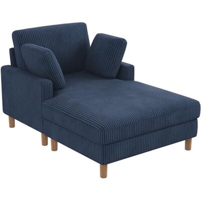Vesgantti Cord Schlafsofa, Sofa Bett mit 2 Kissen, Relaxsessel, Schlafsessel für Wohnzimmer, Schlafzimmer, Büro, Werkzeuglose Montage, 148 * 104 * 92cm (Blau) Vesgantti Cord Schlafsofa, Sofa Bett mit 2 Kissen, Relaxsessel, Schlafsessel für Wohnzimmer, Schlafzimmer, Büro, Werkzeuglose Montage, 148 * 104 * 92cm (Blau)