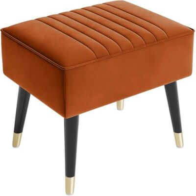 Vesgantti Sitzhocker, Ottomanischer Fußhoker aus Samt, Hocker für Relaxsessel Lehnstühle Vintage Retro Sessel Polstersessel, Ottomane für Wohnzimmer-Orange Vesgantti Sitzhocker, Ottomanischer Fußhoker aus Samt, Hocker für Relaxsessel Lehnstühle Vintage Retro Sessel Polstersessel, Ottomane für Wohnzimmer-Orange