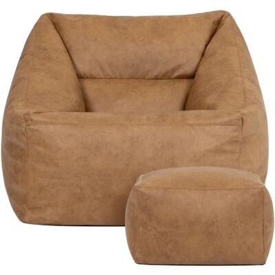 Icon Natalia Kunstlederstoff Sitzsack Sessel und Hocker mit Füllung, Braun In Deutschland Hergestellt, Sitzsack Erwachsene, Weicher Kunstlederstoff, Bequemer Sessel für Wohnzimmer und Schlafzimmer Icon Natalia Kunstlederstoff Sitzsack Sessel und Hocker mit Füllung, Braun In Deutschland Hergestellt, Sitzsack Erwachsene, Weicher Kunstlederstoff, Bequemer Sessel für Wohnzimmer und Schlafzimmer