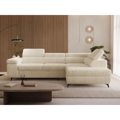 GRAINGOLD Argon L Ecksofa modern mit Bettfunktion, 255x190 cm, L-Form Sofa, Schlafcouch für Wohnzimmer, Cordstoff, 4-Sitzer Eckcouch, Ecksofa mit Bettkasten (Beige, Rechts) GRAINGOLD Argon L Ecksofa modern mit Bettfunktion, 255x190 cm, L-Form Sofa, Schlafcouch für Wohnzimmer, Cordstoff, 4-Sitzer Eckcouch, Ecksofa mit Bettkasten (Beige, Rechts)