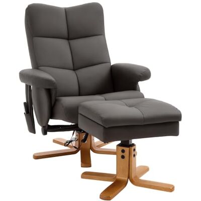 HOMCOM Relaxsessel mit Hocker 360° Drehbar aus Kunstleder Braun Fernsehsessel, Elektrisch, Liegefunktion, Massage, Massagesessel mit Seitentasche, TV-Sessel, für Wohnzimmer HOMCOM Relaxsessel mit Hocker 360° Drehbar aus Kunstleder Braun Fernsehsessel, Elektrisch, Liegefunktion, Massage, Massagesessel mit Seitentasche, TV-Sessel, für Wohnzimmer
