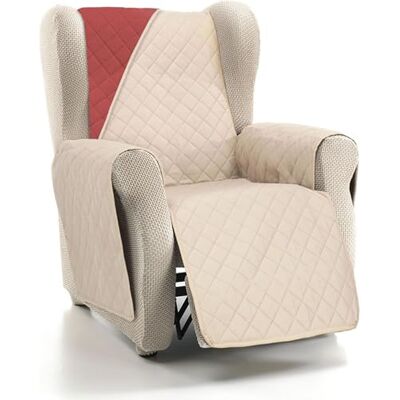 ECOMMERC3 Sofaüberwurf für 1-Sitzer, super verstellbar, für 1-Sitzer-Sofa/Relax, wendbar, Beige/Rot, gepolstert und extra weich, 100% Made in Spain ECOMMERC3 Sofaüberwurf für 1-Sitzer, super verstellbar, für 1-Sitzer-Sofa/Relax, wendbar, Beige/Rot, gepolstert und extra weich, 100% Made in Spain