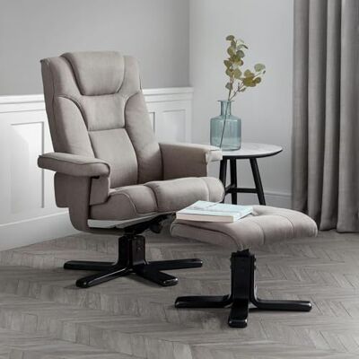 Julian Bowen Malmo Drehbarer Ruhesessel und Hocker, graues Leinen Julian Bowen Malmo Drehbarer Ruhesessel und Hocker, graues Leinen