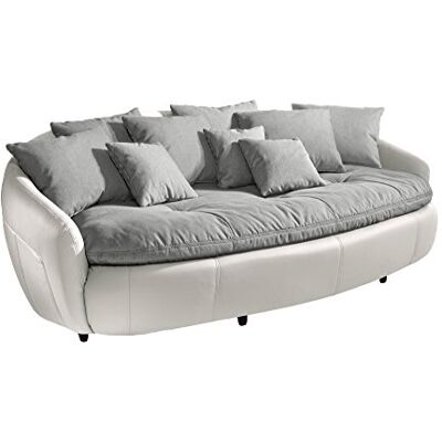 Mivano Megasofa Aruba / Großes Big Sofa mit Kissen / 238 x 80 x 140 / Materialmix Weiß-Grau Mivano Megasofa Aruba / Großes Big Sofa mit Kissen / 238 x 80 x 140 / Materialmix Weiß-Grau