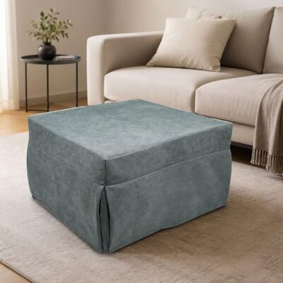 Dmora Puof in ein Einzelbett umwandelbar, Made in Italy, Klappbett, Pouf mit abnehmbarem, platzsparendem Stoff für das Wohnzimmer, 78x78 / 195h45 cm, Hellblau Dmora Puof in ein Einzelbett umwandelbar, Made in Italy, Klappbett, Pouf mit abnehmbarem, platzsparendem Stoff für das Wohnzimmer, 78x78 / 195h45 cm, Hellblau