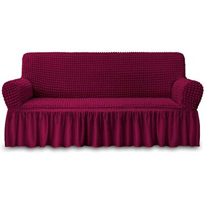 NICEEC Sofabezug rot Sofabezug 1 Stück einfach anzupassen Sofa Couch Abdeckung Universal High Stretch Durable Möbelschutz mit Rock Landhausstil (3-Sitzer Weinrot) NICEEC Sofabezug rot Sofabezug 1 Stück einfach anzupassen Sofa Couch Abdeckung Universal High Stretch Durable Möbelschutz mit Rock Landhausstil (3-Sitzer Weinrot)