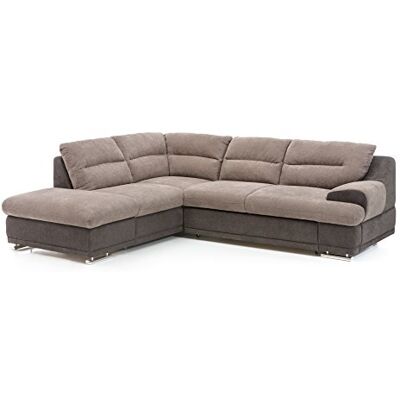 Mivano Schlafsofa Coast / Großes Ecksofa mit Schlaffunktion, Stauraum und Ottomane links / 264 x 88 x 217 / Materialmix: Braun/Dunkelbraun Mivano Schlafsofa Coast / Großes Ecksofa mit Schlaffunktion, Stauraum und Ottomane links / 264 x 88 x 217 / Materialmix: Braun/Dunkelbraun