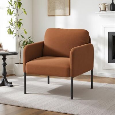 COLAMY Gepolsterter Ohrensessel aus Samt – Moderner Lounge-Sessel mit weicher Rückenlehne, Komfortabler Sessel für Wohnzimmer, Schlafzimmer, Apartment & Leseecke, Orange COLAMY Gepolsterter Ohrensessel aus Samt – Moderner Lounge-Sessel mit weicher Rückenlehne, Komfortabler Sessel für Wohnzimmer, Schlafzimmer, Apartment & Leseecke, Orange