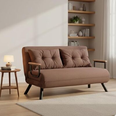 Dmora Schlafsofa 2-Sitzer Merak 133x78 cm Braun mit Stauraum Dmora Schlafsofa 2-Sitzer Merak 133x78 cm Braun mit Stauraum