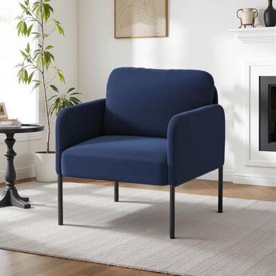 COLAMY Gepolsterter Ohrensessel aus Samt – Moderner Lounge-Sessel mit weicher Rückenlehne, Komfortabler Sessel für Wohnzimmer, Schlafzimmer, Apartment & Leseecke, Blau COLAMY Gepolsterter Ohrensessel aus Samt – Moderner Lounge-Sessel mit weicher Rückenlehne, Komfortabler Sessel für Wohnzimmer, Schlafzimmer, Apartment & Leseecke, Blau