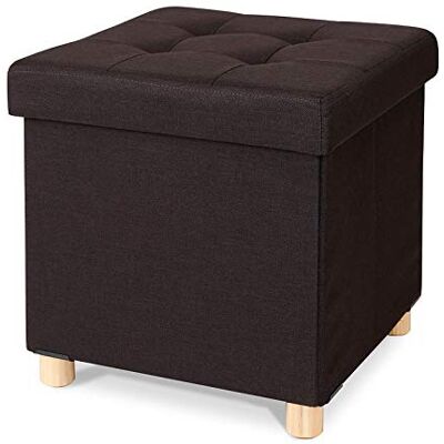 tavora Sitzhocker mit Holzfüßen, viel Stauraum, Faltbare Sitzbox, 38x38x38 cm, Aufbewahrungsbox, bis 300 kg belastbar, Leinenbezug, braun tavora Sitzhocker mit Holzfüßen, viel Stauraum, Faltbare Sitzbox, 38x38x38 cm, Aufbewahrungsbox, bis 300 kg belastbar, Leinenbezug, braun
