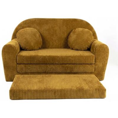 FORTISLINE Kindersofa XXL ausklappbar 96x57x48 cm Kindercouch aus Cord mit Liegefläche 165 cm, Kinderzimmer Sofa mit 2 Kissen, Abnehmbarer waschbarer Bezug, Oeko-TEX Standard 100 (Honigfarben) FORTISLINE Kindersofa XXL ausklappbar 96x57x48 cm Kindercouch aus Cord mit Liegefläche 165 cm, Kinderzimmer Sofa mit 2 Kissen, Abnehmbarer waschbarer Bezug, Oeko-TEX Standard 100 (Honigfarben)