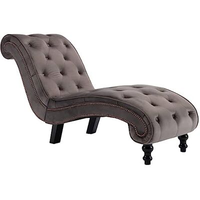 vidaXL Chaiselongue Grau Samt vidaXL Chaiselongue Grau Samt