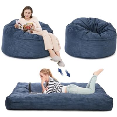 GarveeHome 2-in-1-Wandelbarer Sitzsack Mit Cordbezug, Schlafsofa Mit Maschinenwaschbarem Bezug, Bodenbett Mit Dicker Polsterung, Für Schlafzimmer Und Wohnzimmer GarveeHome 2-in-1-Wandelbarer Sitzsack Mit Cordbezug, Schlafsofa Mit Maschinenwaschbarem Bezug, Bodenbett Mit Dicker Polsterung, Für Schlafzimmer Und Wohnzimmer