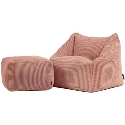 Icon Natalia Sitzsack Kinder mit Hocker, Rosa, Flauschiger Cord Stoff, Sitzsack Cord mit Füllung, Bequemer Kinder Sessel, Kuschelsessel, Lese Sessel, Schlafzimmer, Kinderzimmer, Spielzimmer Icon Natalia Sitzsack Kinder mit Hocker, Rosa, Flauschiger Cord Stoff, Sitzsack Cord mit Füllung, Bequemer Kinder Sessel, Kuschelsessel, Lese Sessel, Schlafzimmer, Kinderzimmer, Spielzimmer