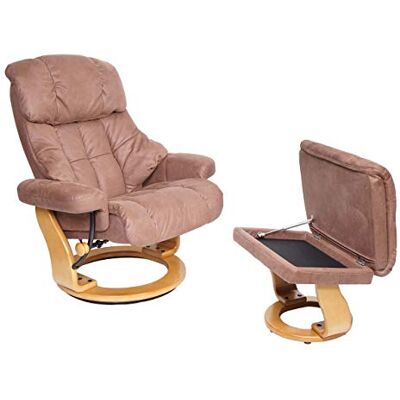 MCA Relaxsessel Calgary XXL braun, Gestell naturbraun TV-Sessel Hocker, 180kg belastbar Stoff/Textil MCA Relaxsessel Calgary XXL braun, Gestell naturbraun TV-Sessel Hocker, 180kg belastbar Stoff/Textil