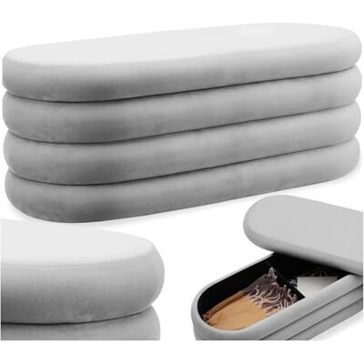 tectake ® Sitzbank mit Stauraum, Sitzhocker, Hocker mit Stauraum, Pouf, Polsterhocker, Sitztruhe, Truhe mit Deckel, Truhenbank mit Stauraum, Möbel Wohnzimmer, 110 x 45 x 42 cm Samtoptik grau tectake ® Sitzbank mit Stauraum, Sitzhocker, Hocker mit Stauraum, Pouf, Polsterhocker, Sitztruhe, Truhe mit Deckel, Truhenbank mit Stauraum, Möbel Wohnzimmer, 110 x 45 x 42 cm Samtoptik grau